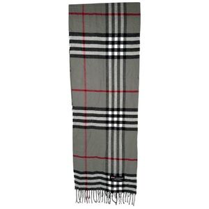 Scottish 100% Cashmere gray Black Tartan Heritage Plaid Fringed Scarf Unisex